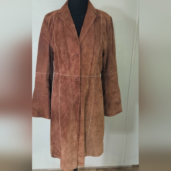 JohnPaulRichard Jackets & Blazers - Brown Suede Long Women's Coat